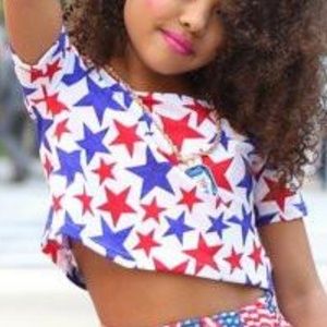 Neon Kisses American Stars Cropped Shirt